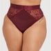 Torrid Satin & Lace Burgundy Lace-Up Corset Bustier & High Waist Thong Panty