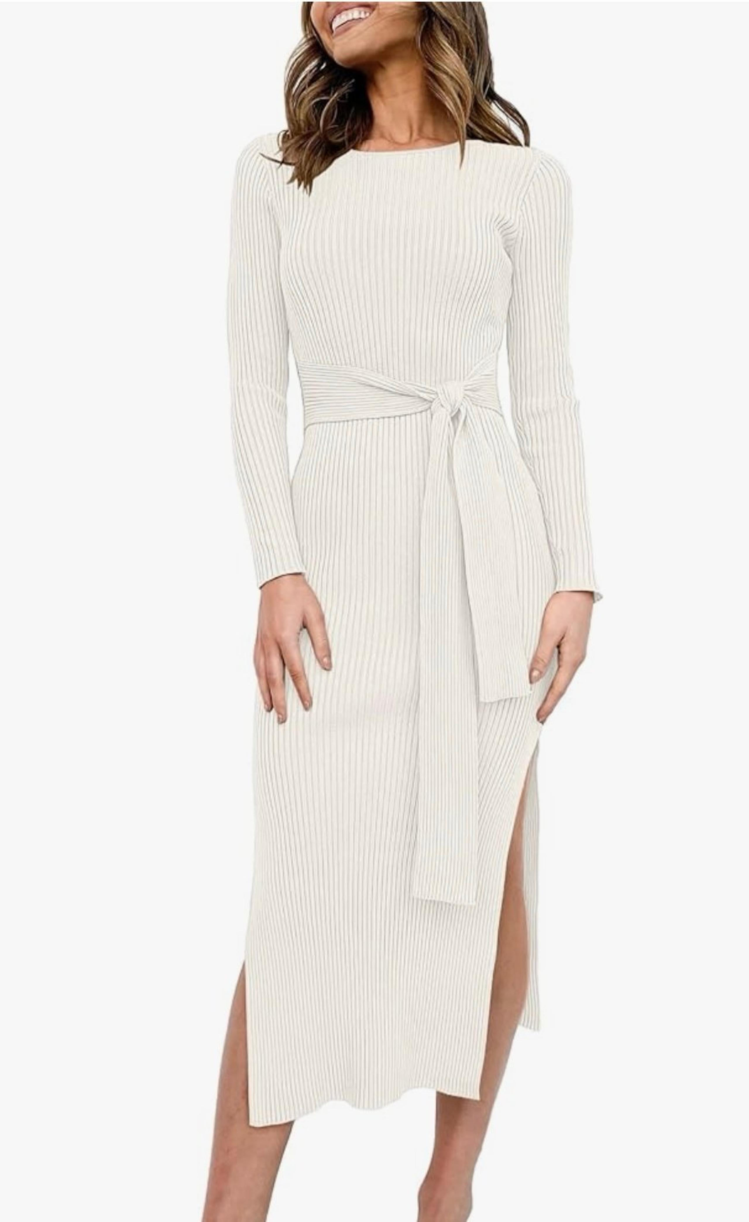 Dress, Sweater, Winter White, Size XL - Amazon
