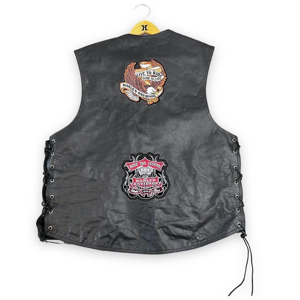 Hot Leathers Vest Mens XXL Patches Biker Leather Pins Laconia Laconia Ride