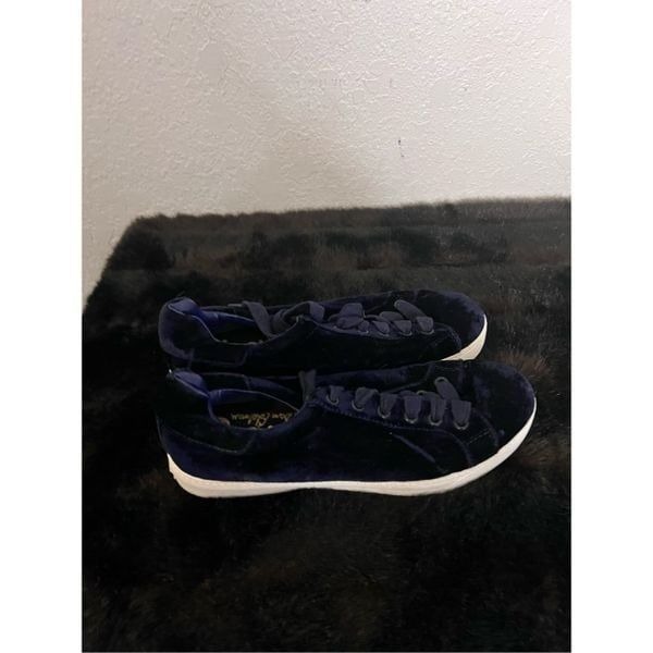 SAM EDELMAN Women Marlow Sneaker Blue Velvet Lace Up Shoe US Size 7