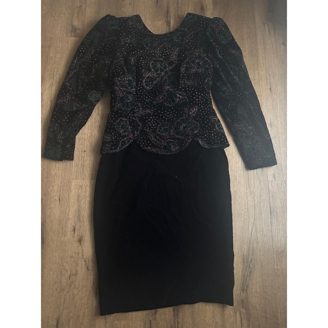 Vintage Scott McClintock Velvet Dress multicolor Floral Size 6