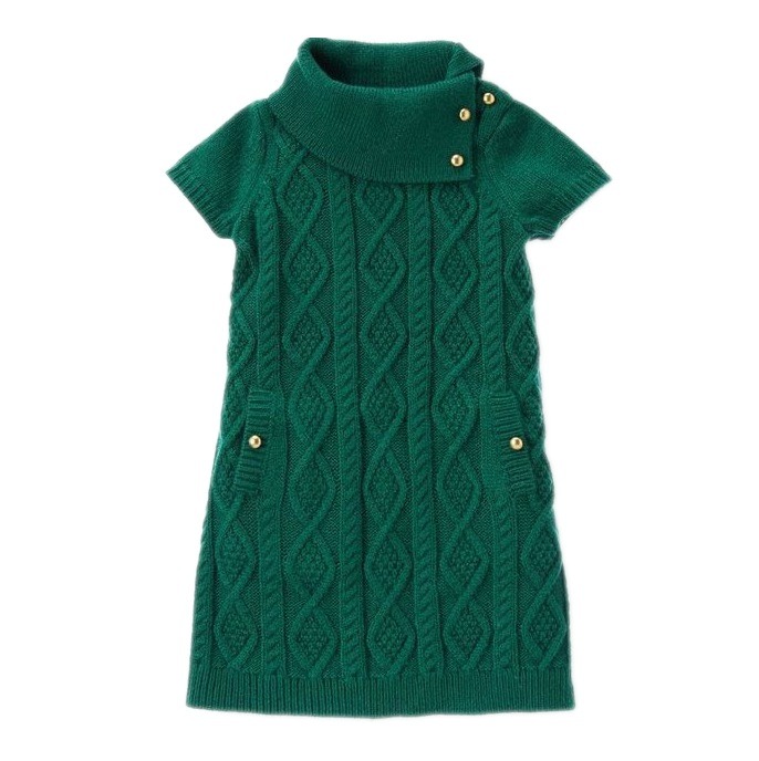 Girls Size 2T Janie and Jack Forest Green Cable Knit Sweater Dress, Like New