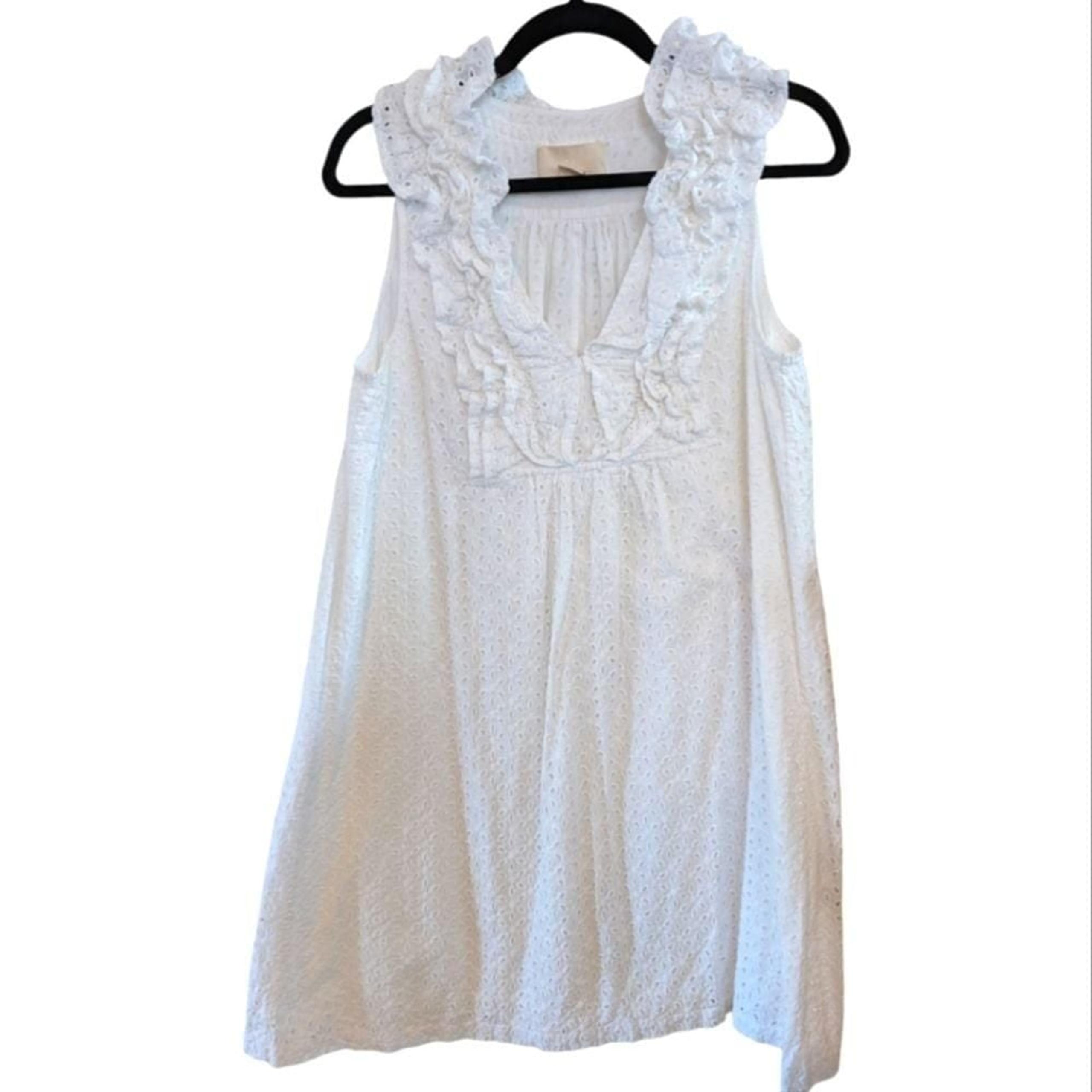 H&M | Conscious Collection White Organic Cotton Eyelet Dress Size 12 GUC