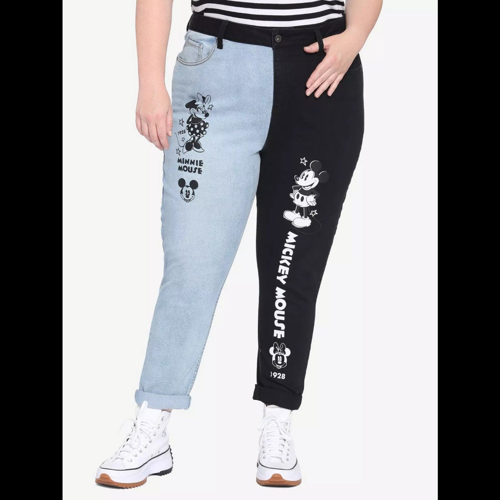Disney Vintage Mickey Mouse & Minnie Mouse Split Jeans