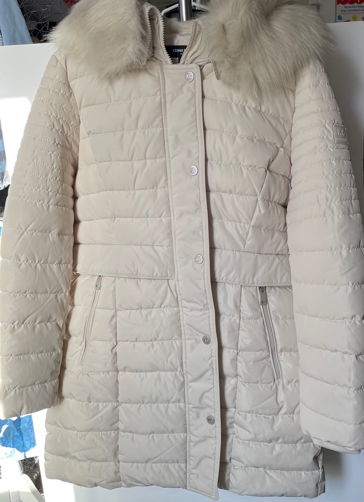 Kenneth Cole New York Women’s XL Puffer Coat In Ivory