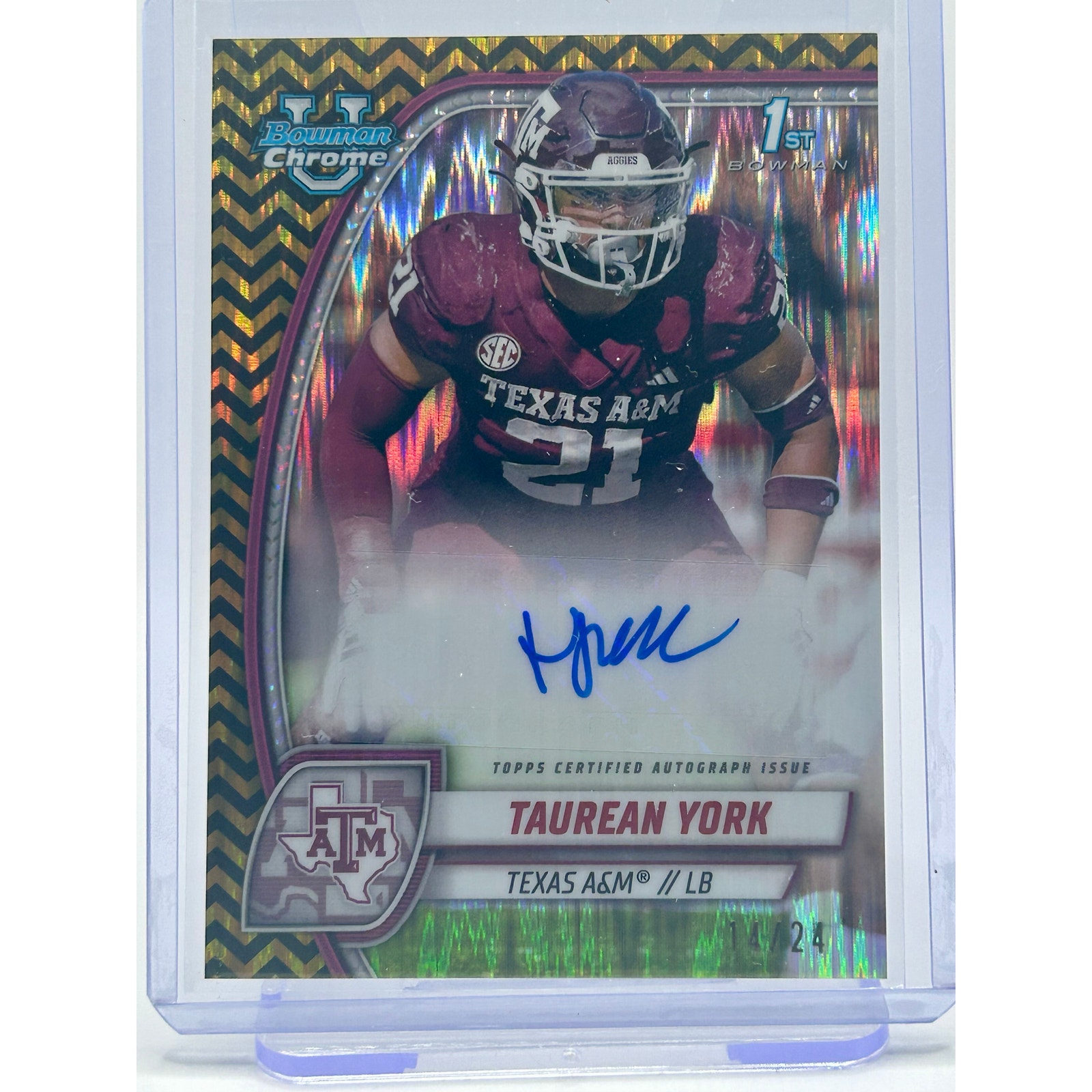 2024 Bowman Chrome U Taurean York Black Gold Stealth Refractor Auto 14/24 SP A&M