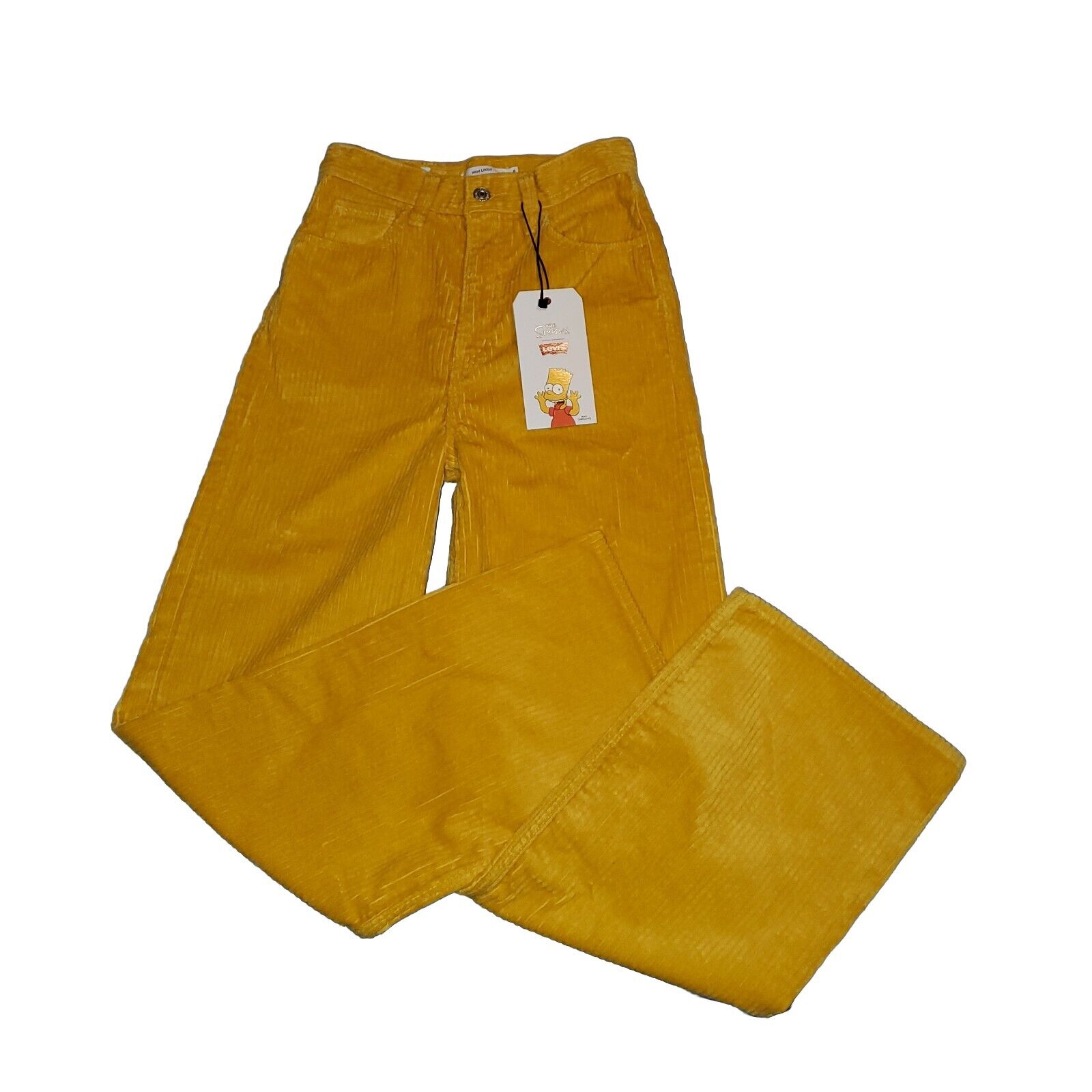 NWT Size 25x31 Womens Levis x The Simpsons High Loose Yellow Corduroy Pants RARE