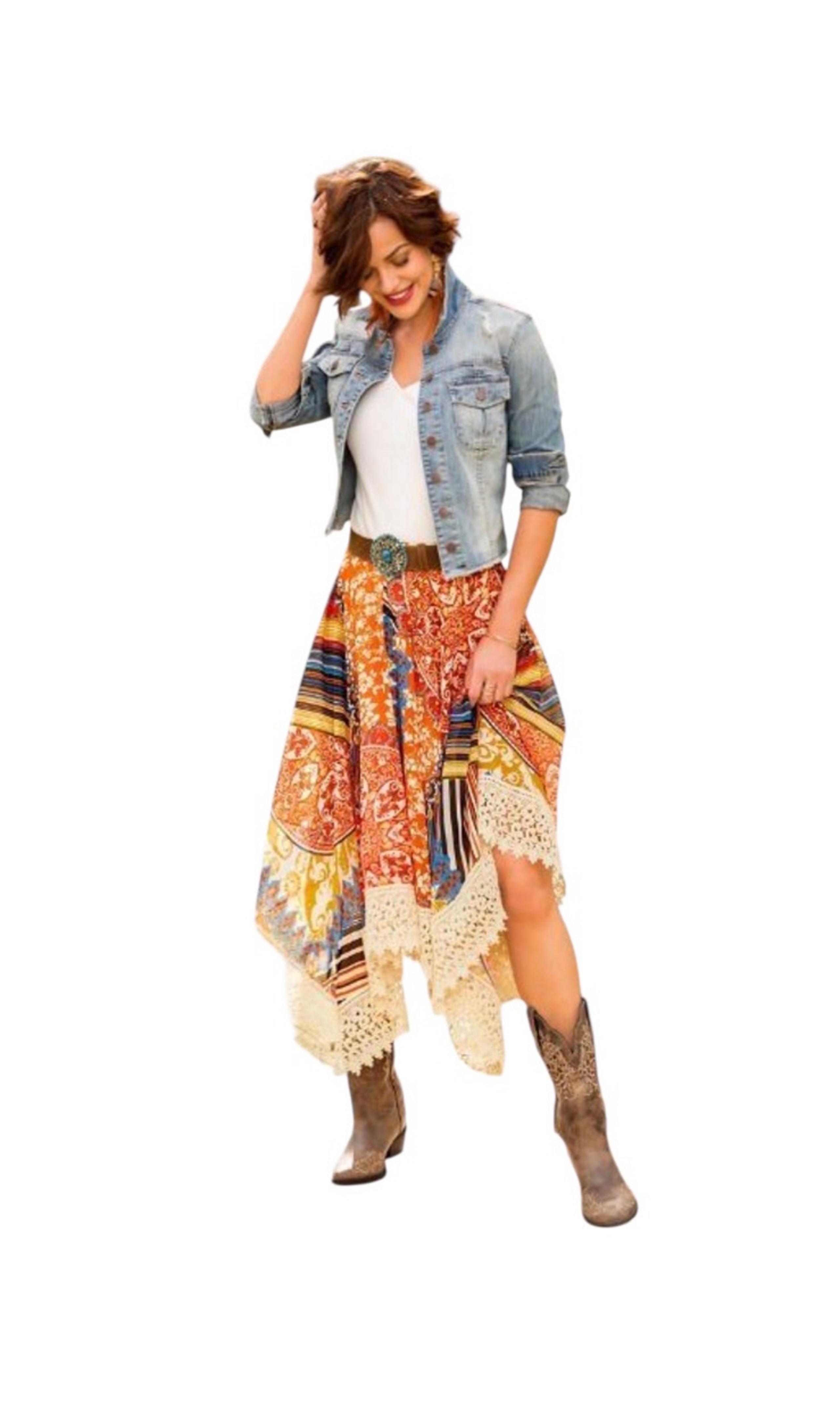 Boston Proper 14 Asymmetrical Handkerchief Boho Crochet Lace Skirt Beachy