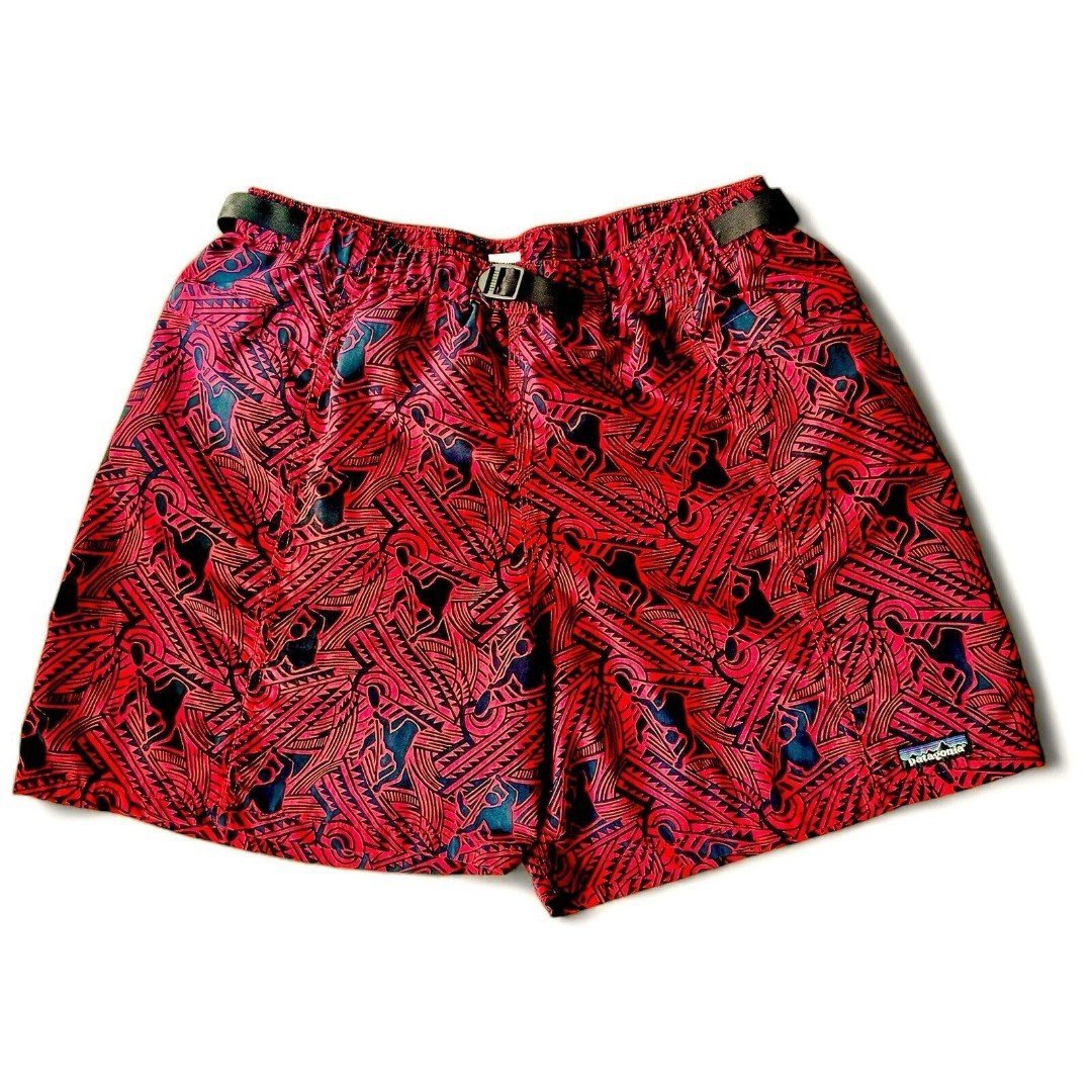 Patagonia vtg 90’s Men's Baggies River Shorts Phoenix Red 5 Belted Sz L RARE
