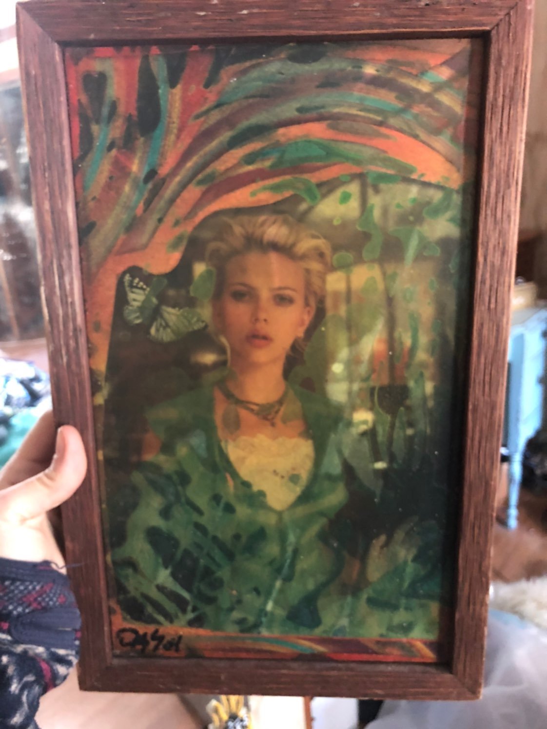 Epoxy resin paint collage artwork