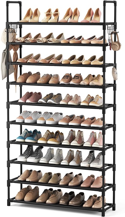 Shoe Rack Tall Large Capacity 50 Pairs Wide Shoe Organizer 10 Tiers