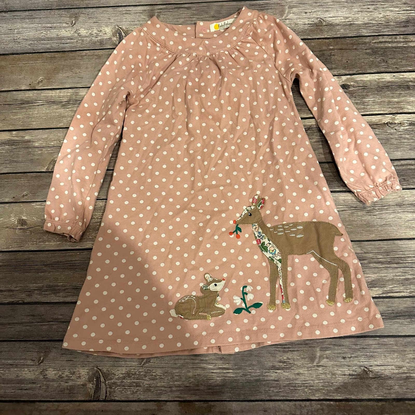 Mini boden deer dress pink dotted vguc 3/4
