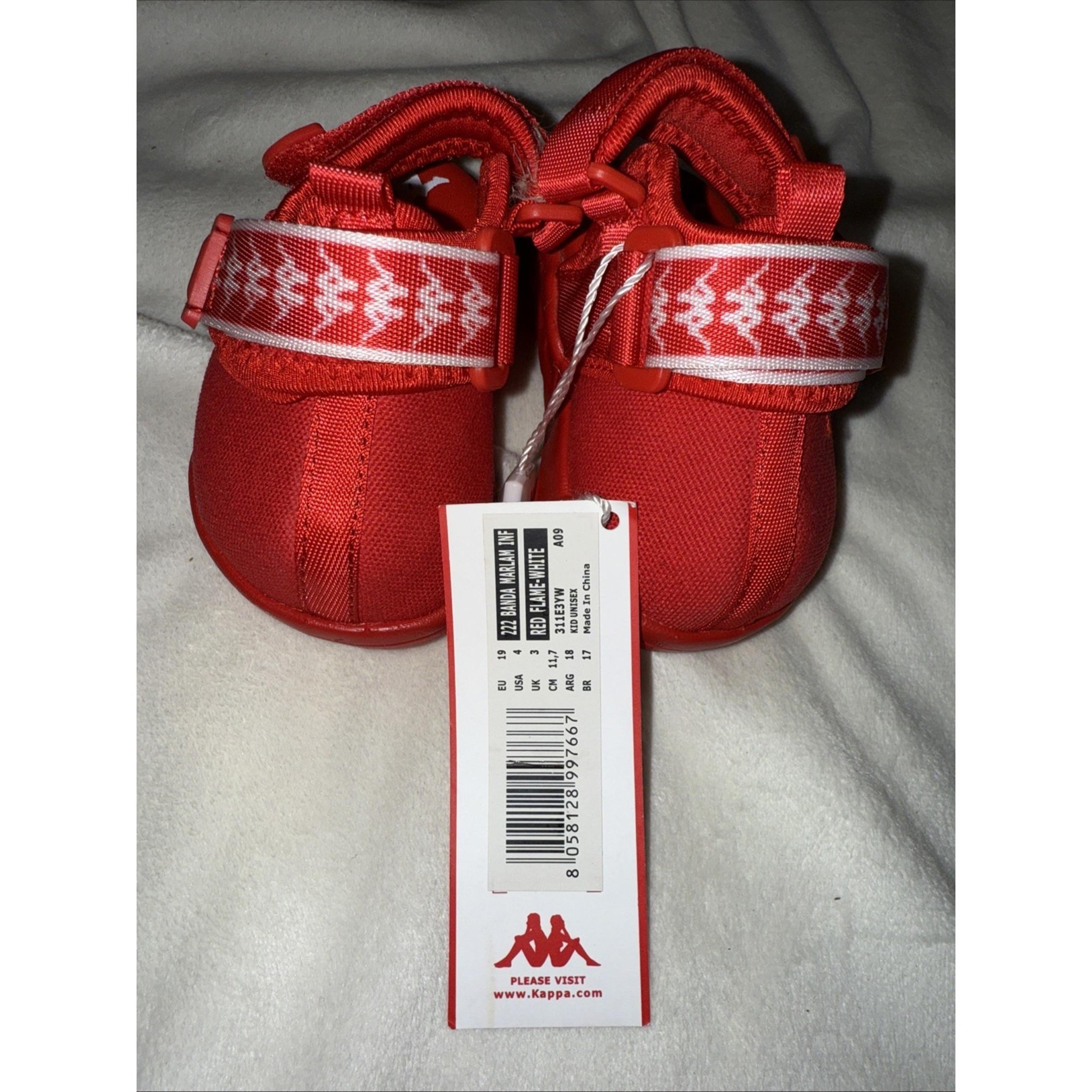 kappa 222 banda slides Marlam Inf Red Flame-white.  USA Size 4C Kids Unisex