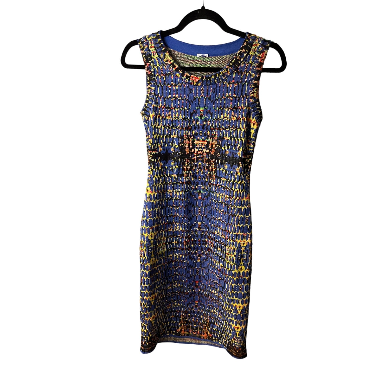 M Missoni Blue Sleeveless Crew Neck Knee Length Shift Dress Size Small