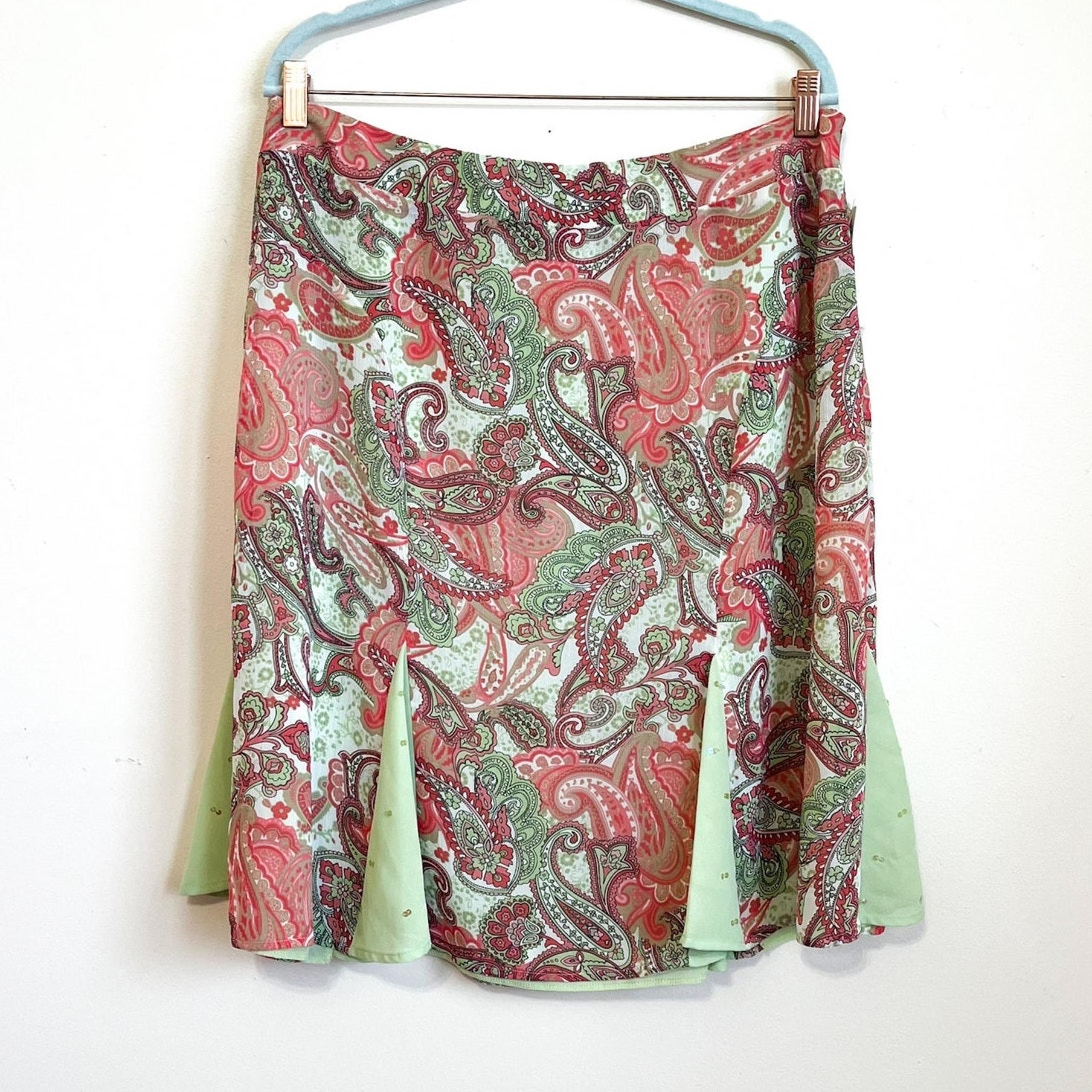 VTG Y2K Fairy Chiffon Skirt Size 16W Pink Green Mermaid Whimsical Sheer Romantic