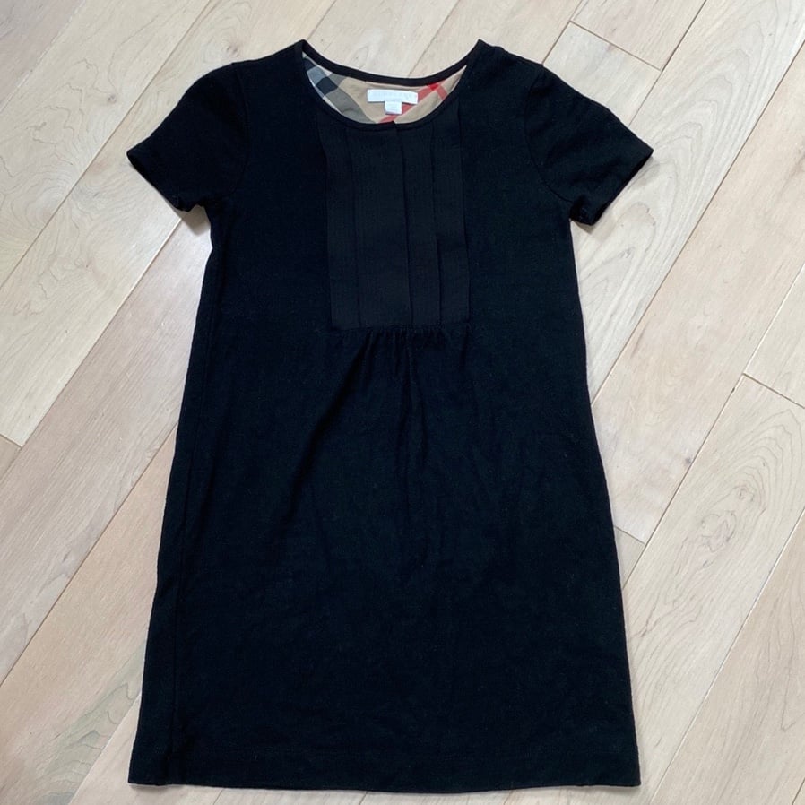 Burberry wool black shift pleated front dress