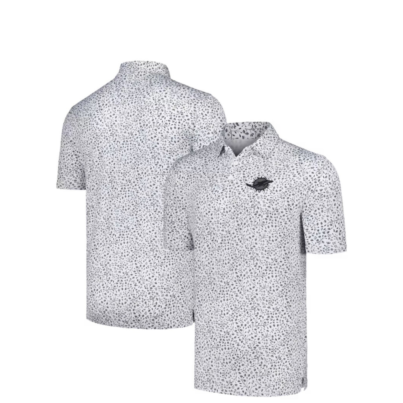 Antigua Men's White Floral Miami Dolphins Polo Shirt NWT 2XL