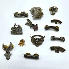 Lot of 12 Motorcycle Harley Honda Kawasaki Lapel Pins Souvenir Pewter Silver VTG