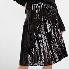 New Express High Waisted Sequin Pleated Midi Skirt size XS