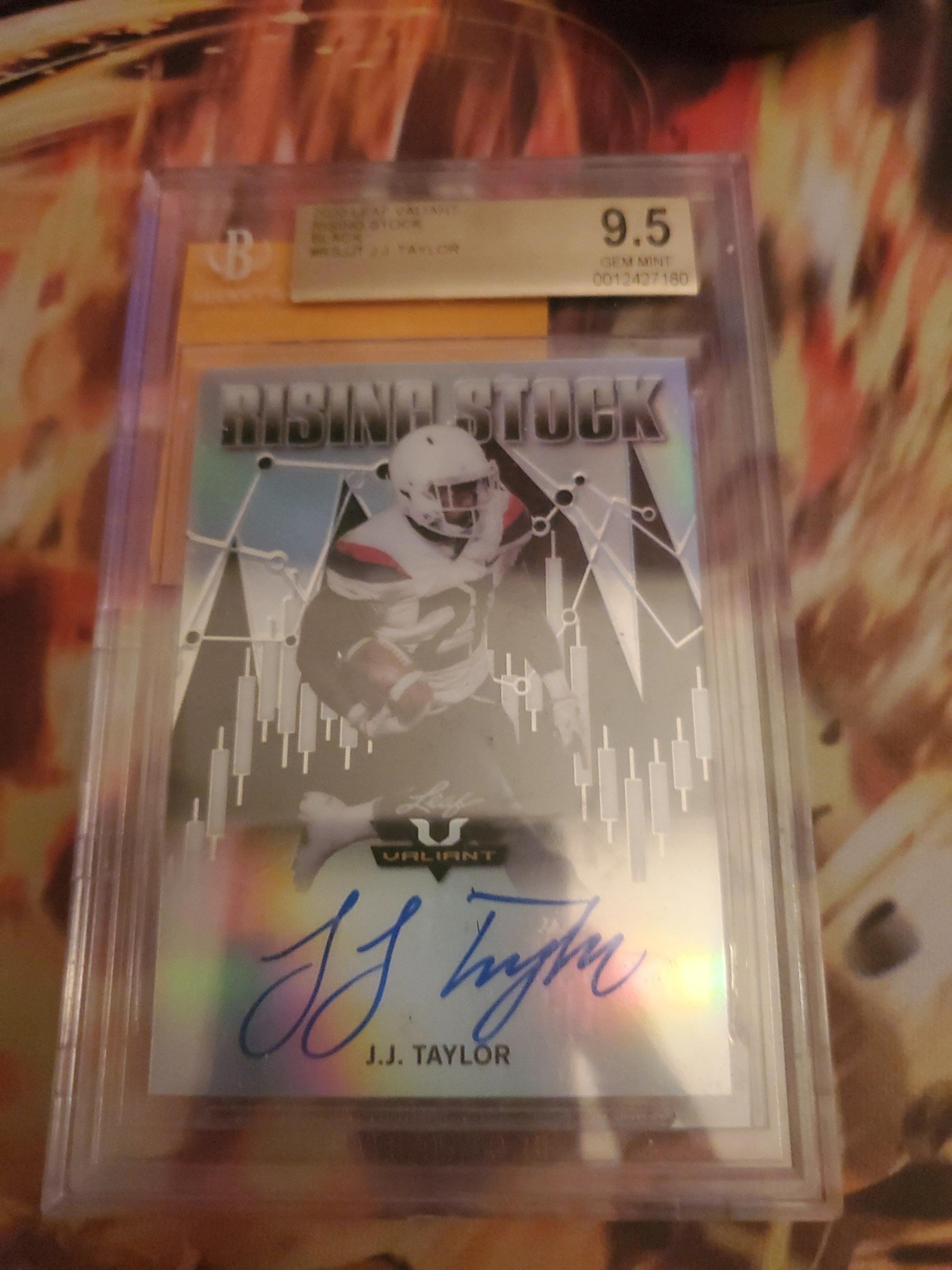 2020 leaf valiant rising stock black J.J Taylor autograph  4/5 graded 9.5 and 10