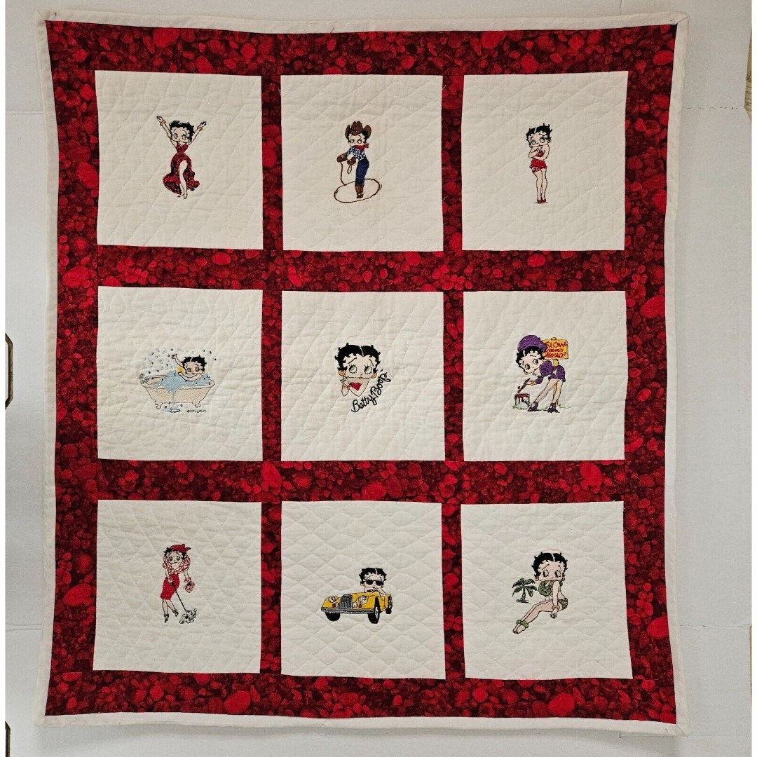 Betty Boop Lap Quilt Wall Hanging Embroidered 32.5 x 29 Inches