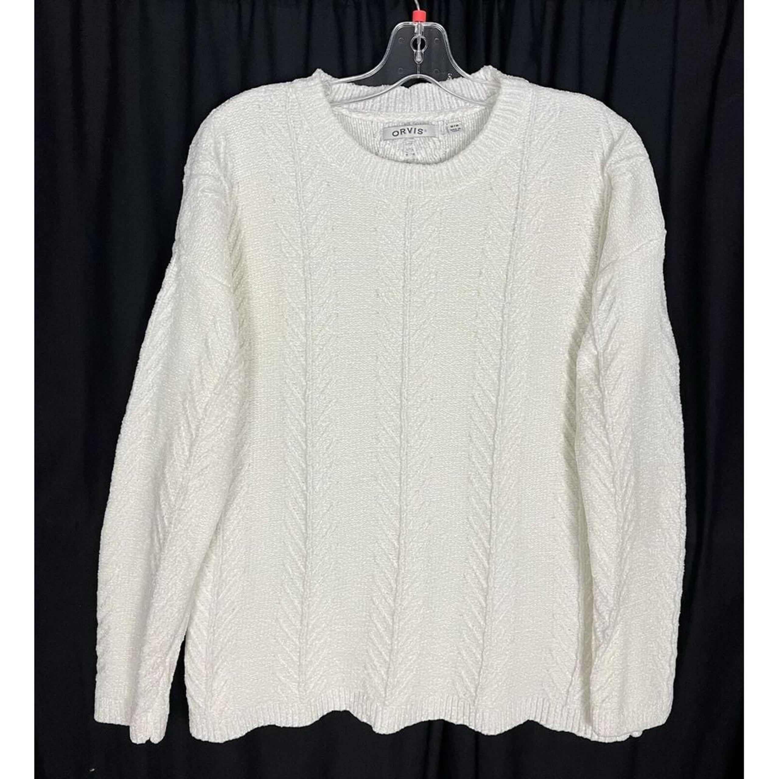Orvis Women's Chenille Cable Knit Sweater Crew Neck Long Sleeve Size M Cozy
