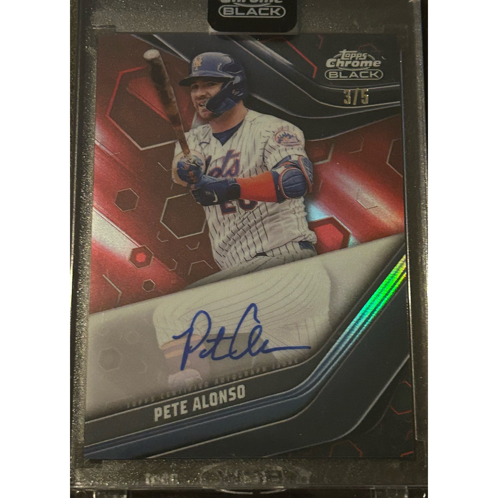 2023 Topps Chrome Black Red Refractor Pete Alonso Auto 3/5 SSP New York Mets