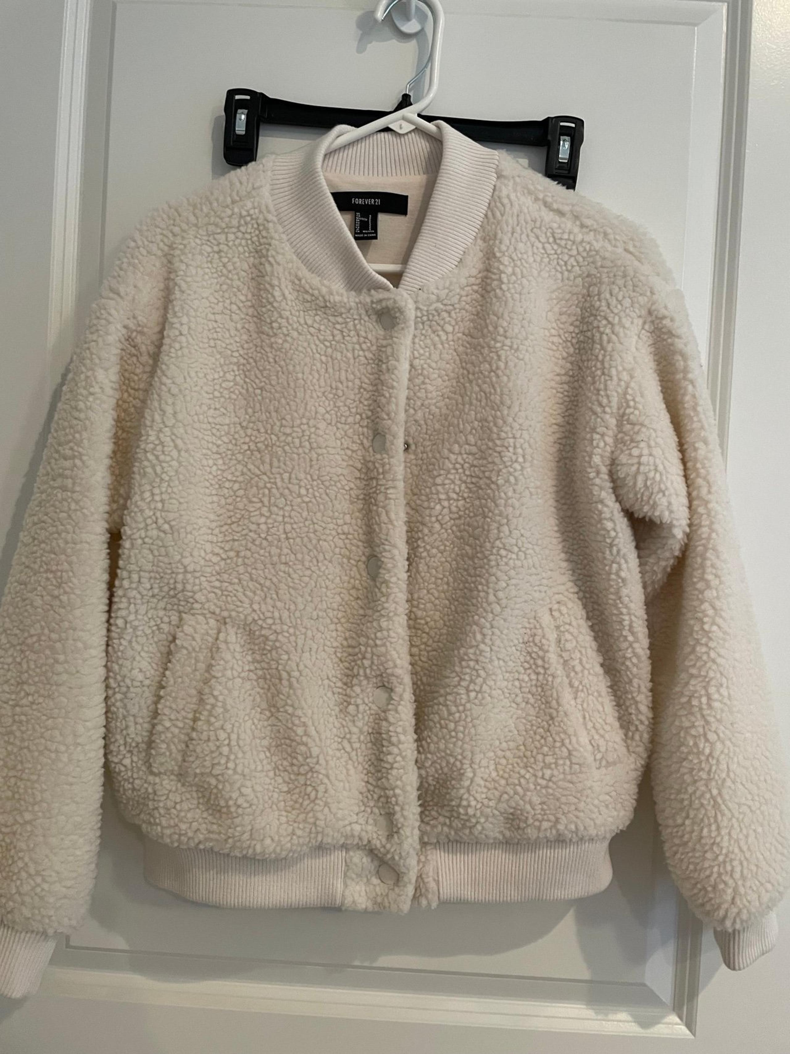 Forever 21 Women’s White Sherpa Jacket