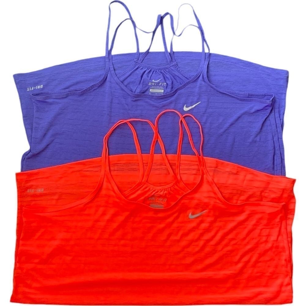 Nike Dri-FIT Set of 2 Athletic Tank Tops Moisture Wicking Medium Purple Orange