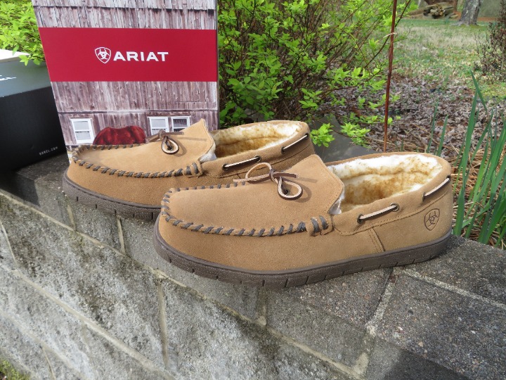*NEW Mens Brown Ariat Harrison Moccasin Tin Bedroom Shoes, 13