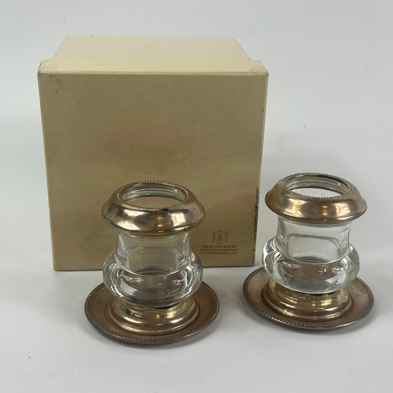 2 Frank M. Whiting. Co. Sterling Silver Antique Cigarette Holder & Ashtray Sets
