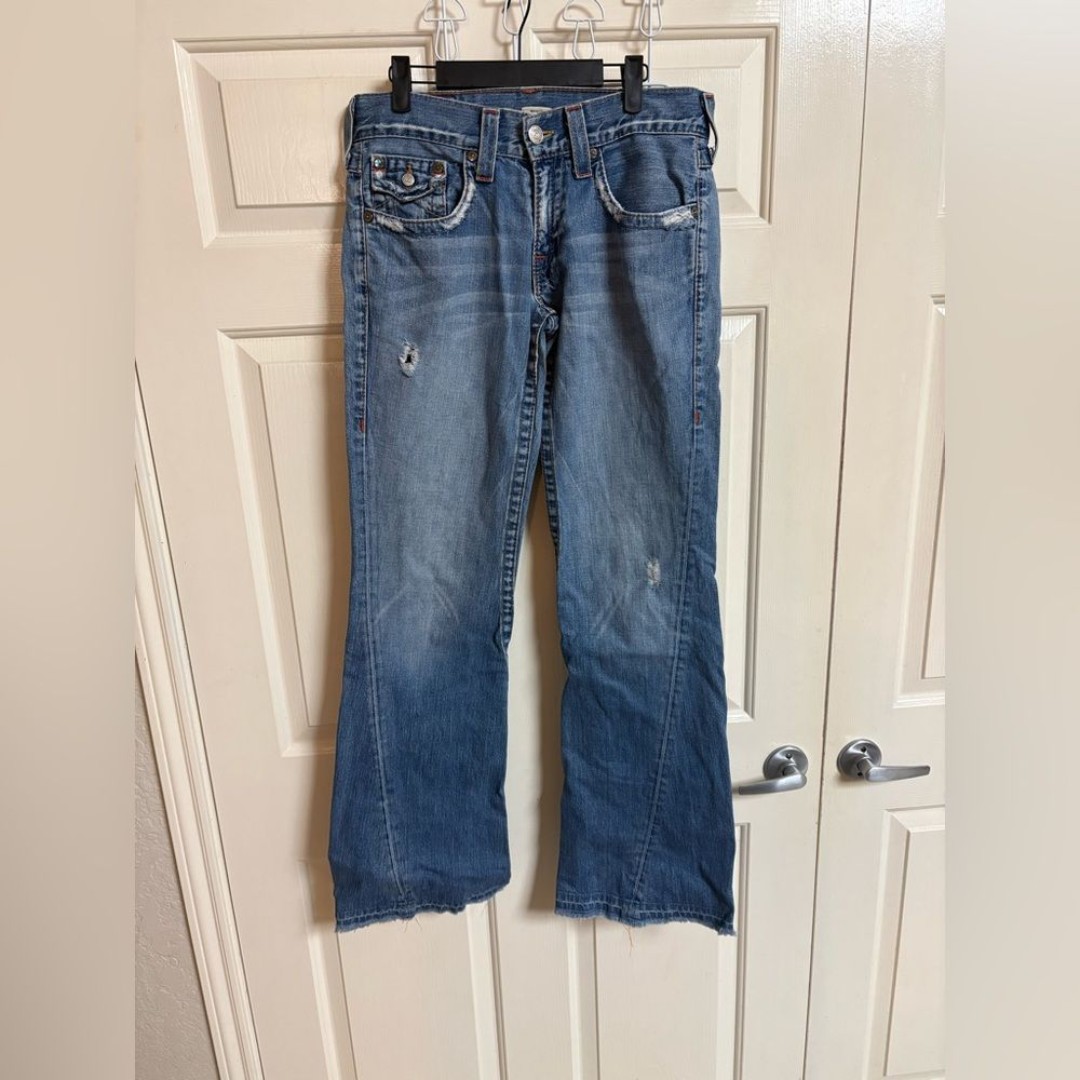 VTG Y2K True Religion Low Rise Joey Distressed Flare Jeans