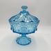 MCM Fostoria Coin Ice Blue Large Pedestal Compote w/Lid RARE 10 Art Glass