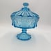 MCM Fostoria Coin Ice Blue Large Pedestal Compote w/Lid RARE 10 Art Glass