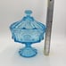 MCM Fostoria Coin Ice Blue Large Pedestal Compote w/Lid RARE 10 Art Glass