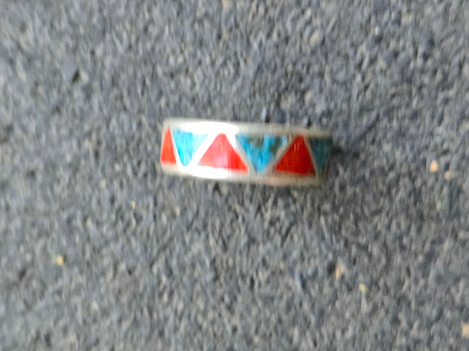 Southwestern Carlisle Jewelry 925 Silver Crushed Turquoise & Coral ring