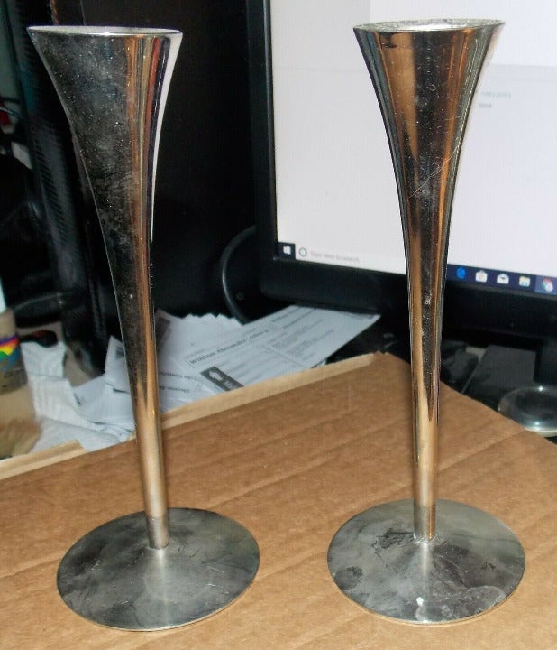 2 Vintage Italy Silver Candlestick Set