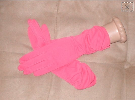 Vintage 1940's Fuchsia Cotton Gloves