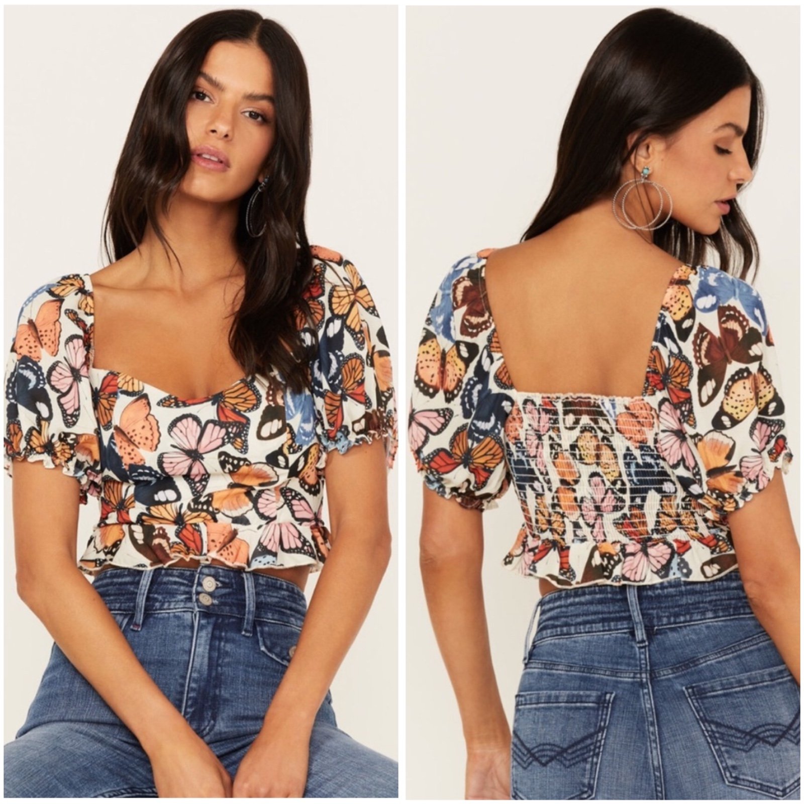 NWT Show Me Your MUMU Baileys Butterflies Lisa Crop Top