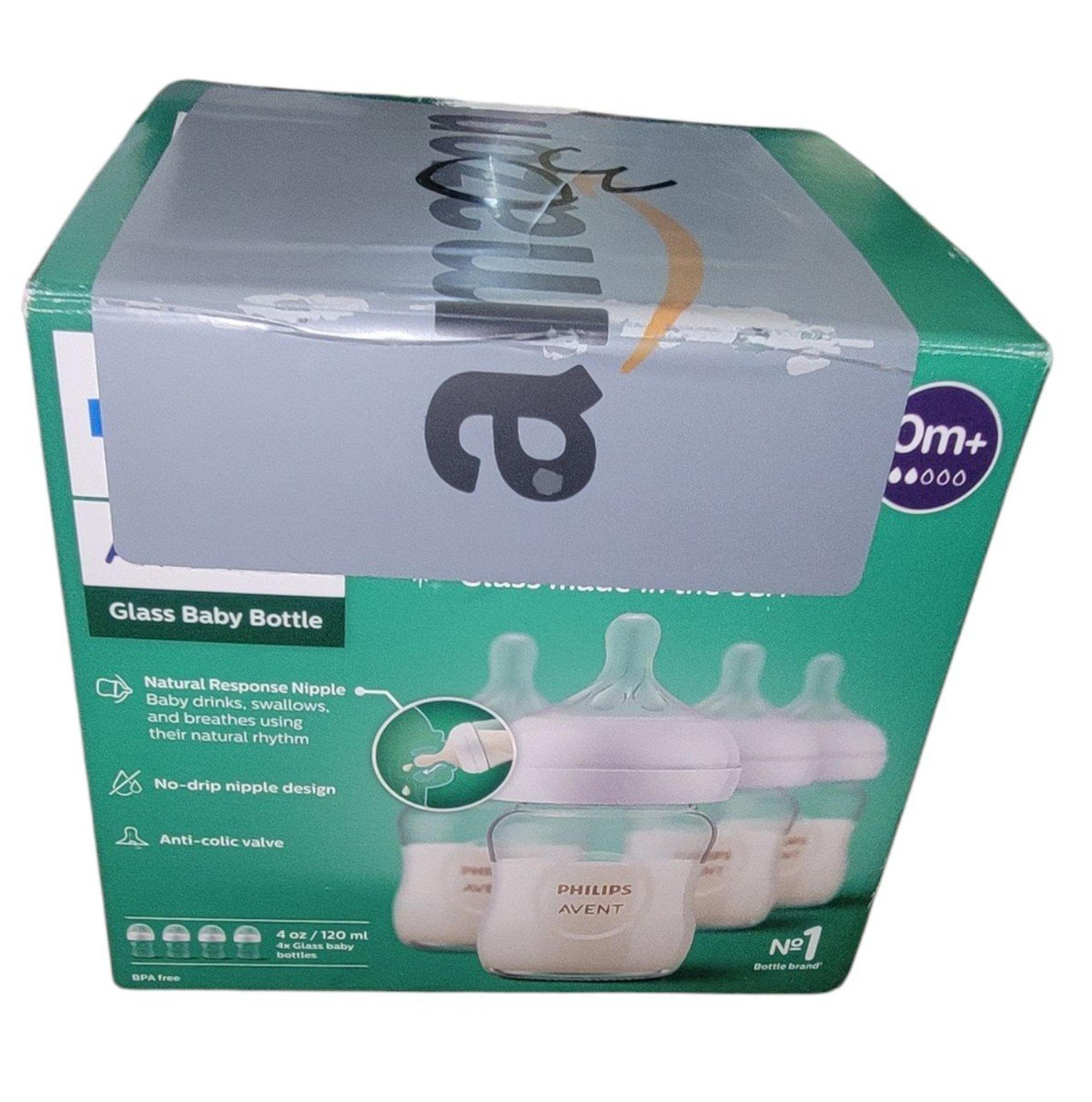 Philips Avent Natural Glass Baby Bottle 4 Pack - 4 Ounce NEW Anti-Colic