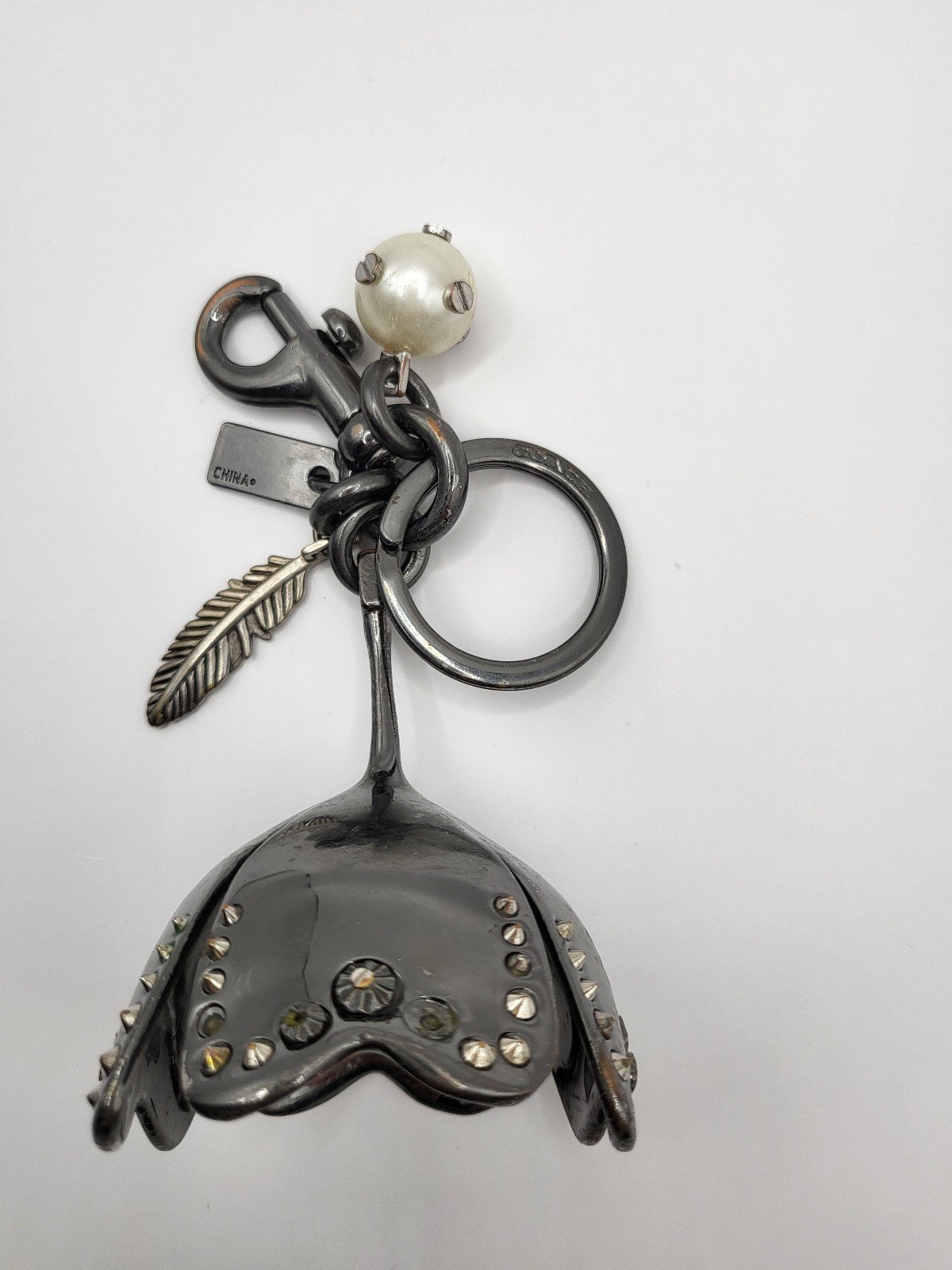 Coach Studded Large Tea Rose Bag Charm