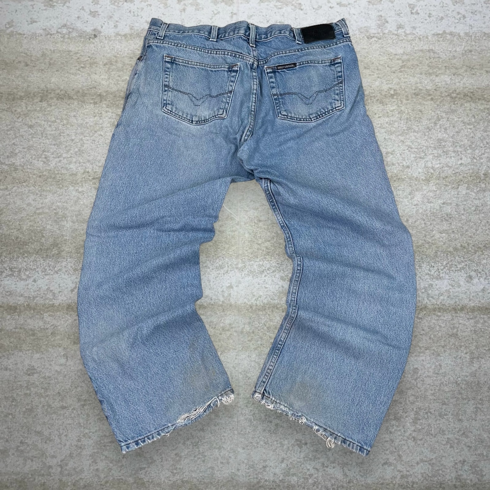 Vintage Harley Davidson Jeans Light Wash Baggy Wide Leg Fit Denim Y2K