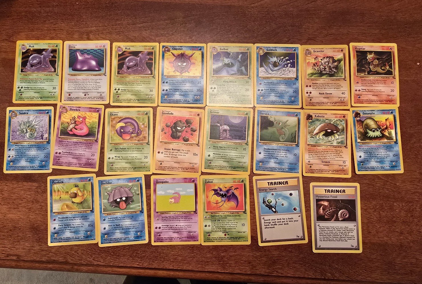 Partial Pokémon Fossil Set; includes Muk holo
