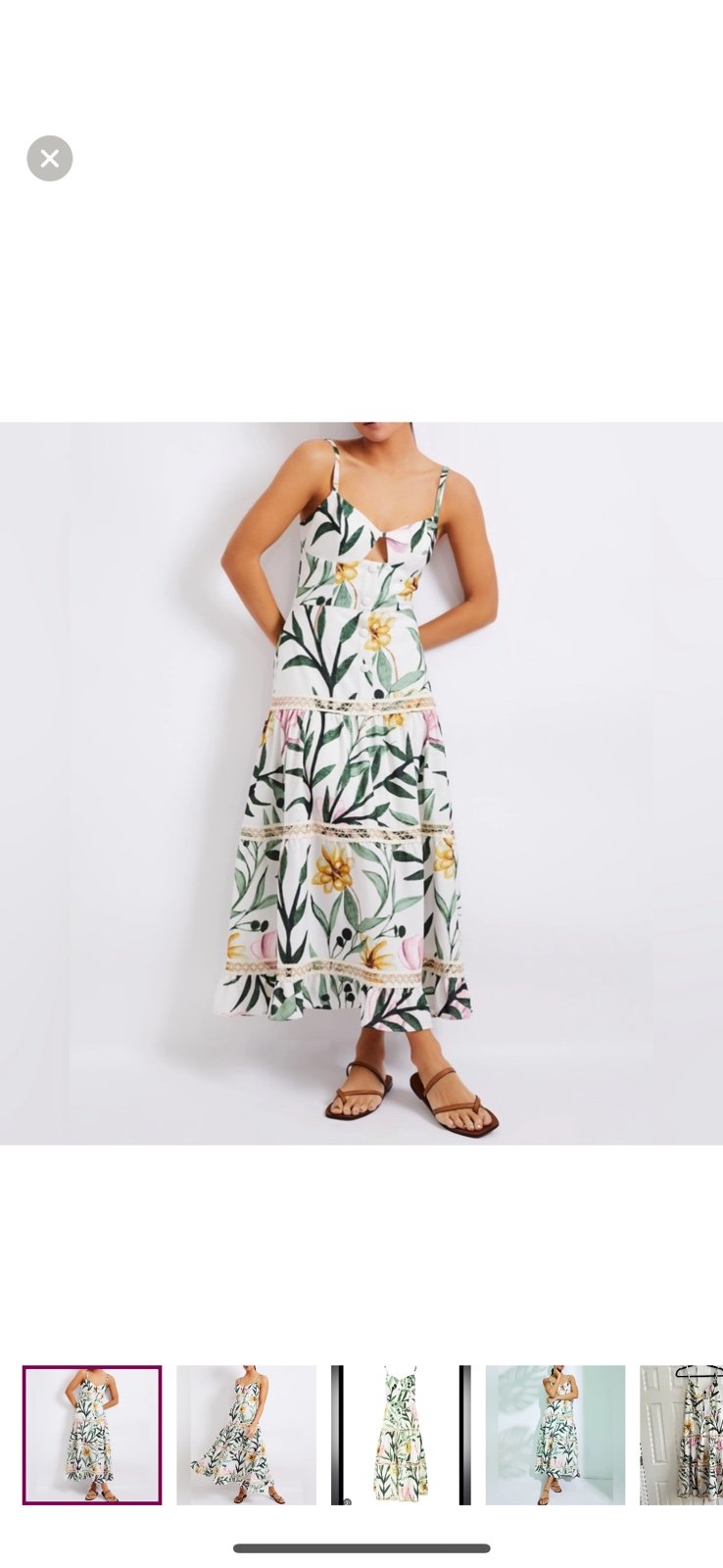 PatBO Jasmin midi dress with jute trim. Size 8 NWT