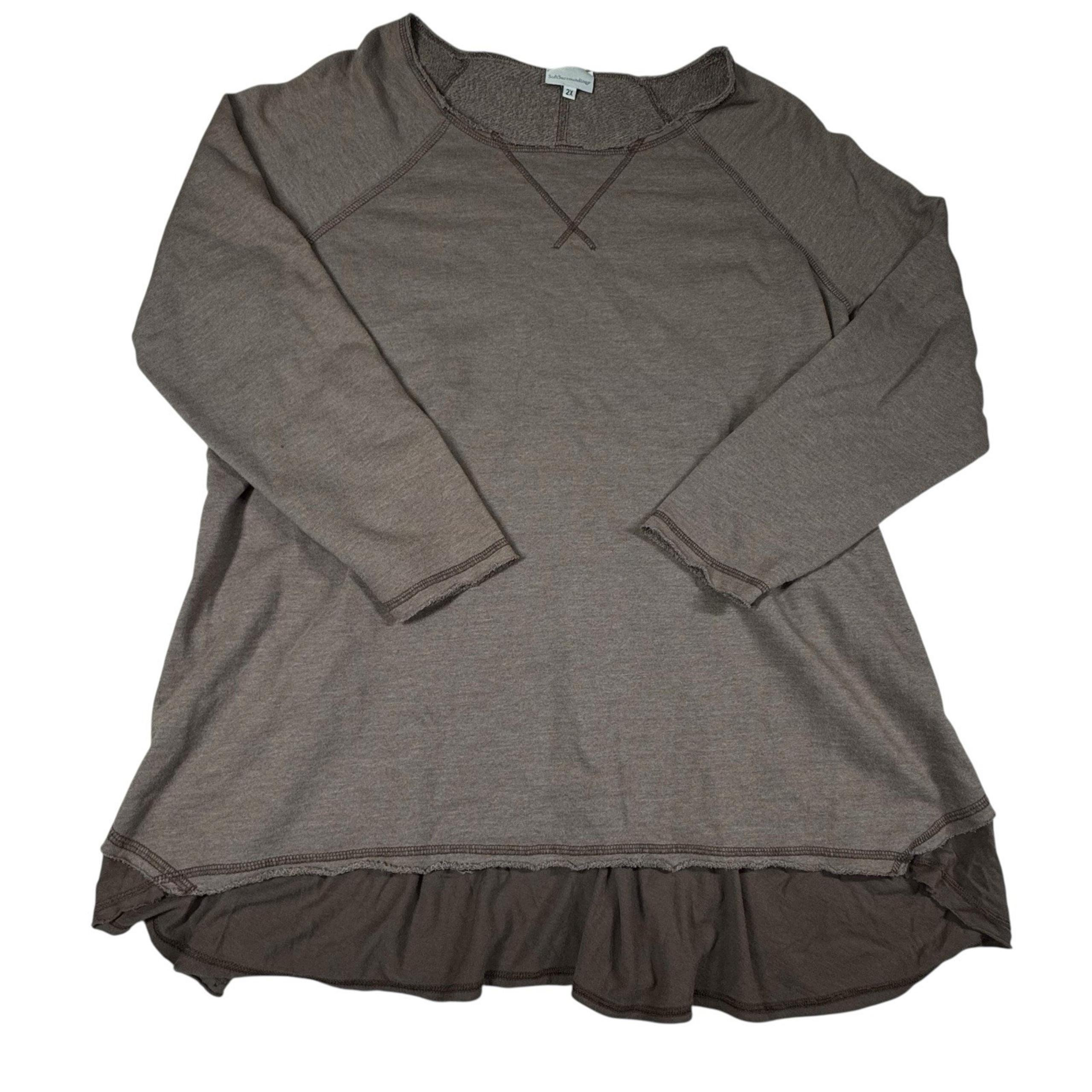 SOFT SURROUNDINGS tunic Women's Size 2X Tan Long sweatshirt Comfy