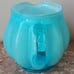 Fenton Blue Overlay Glass Melon Squat Pitcher w/ Blue Notched Handle - Vintage