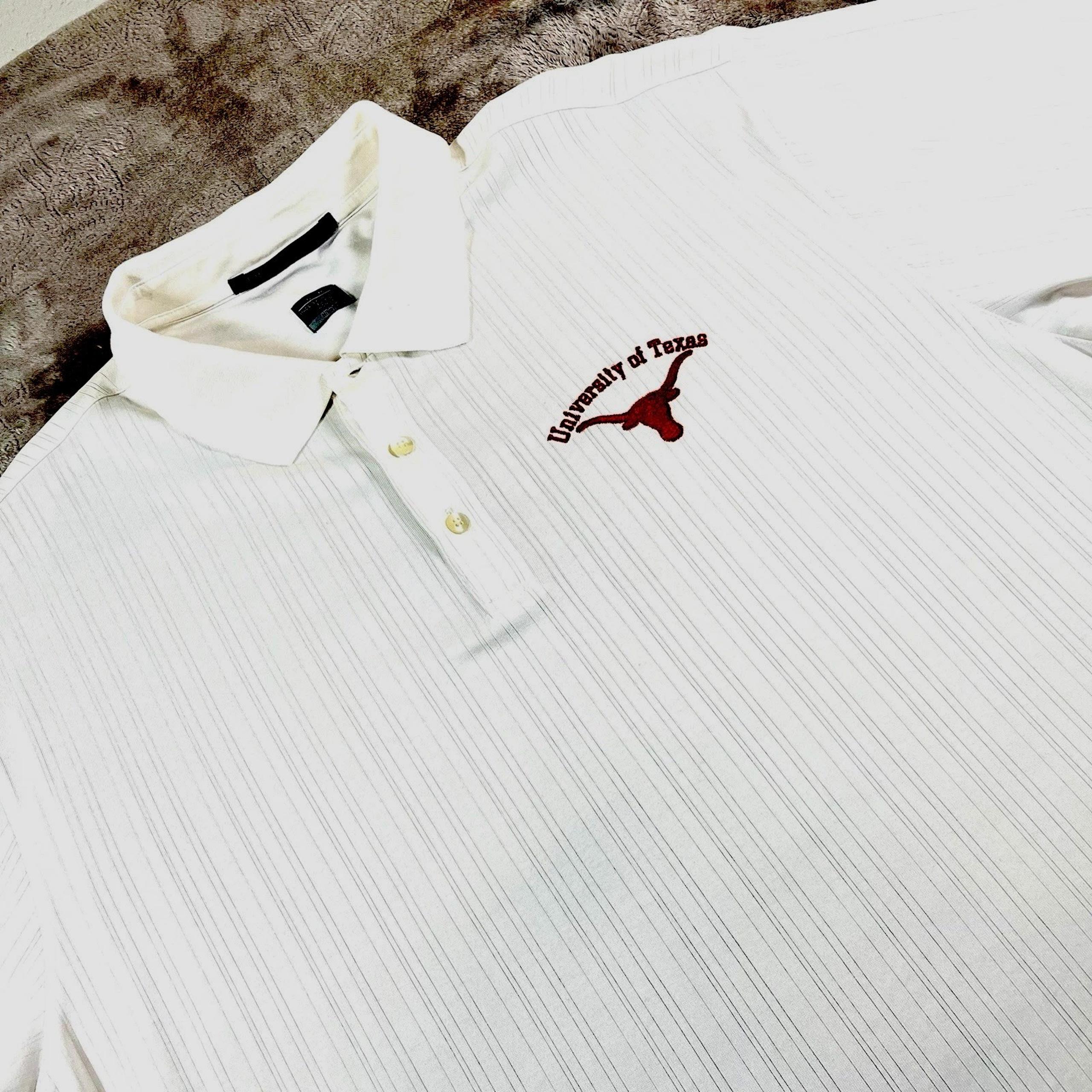 Nike Tiger Woods Collection Golf Polo Shirt Mens XL White Dri Fit UT Texas