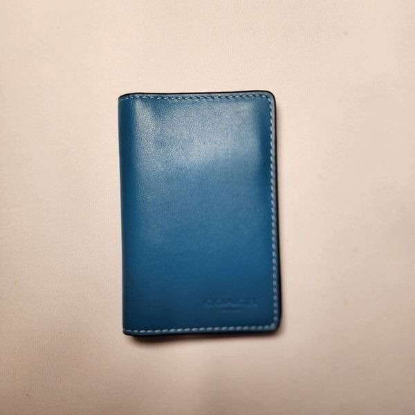 NWT Coach CJ728 Id License Credit Card Wallet Leather Bright Blue