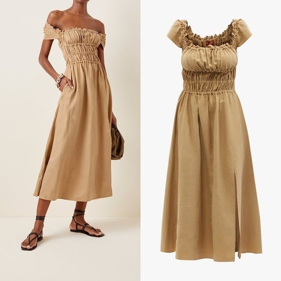 EUC Altuzarra Daisy Smocked Bodice Midi Dress 1,595 38