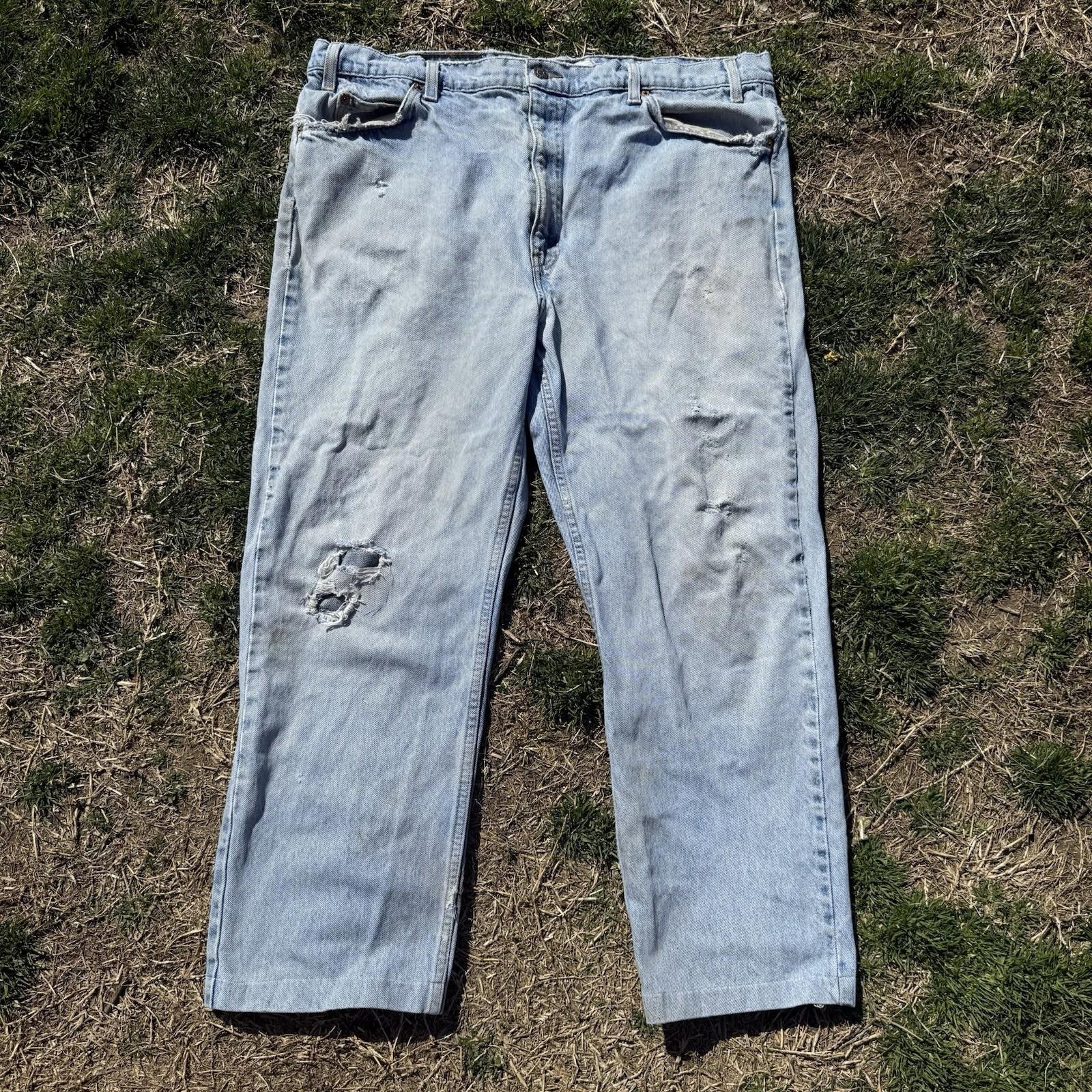 levi 505 straight leg orange tab light wash 42x34